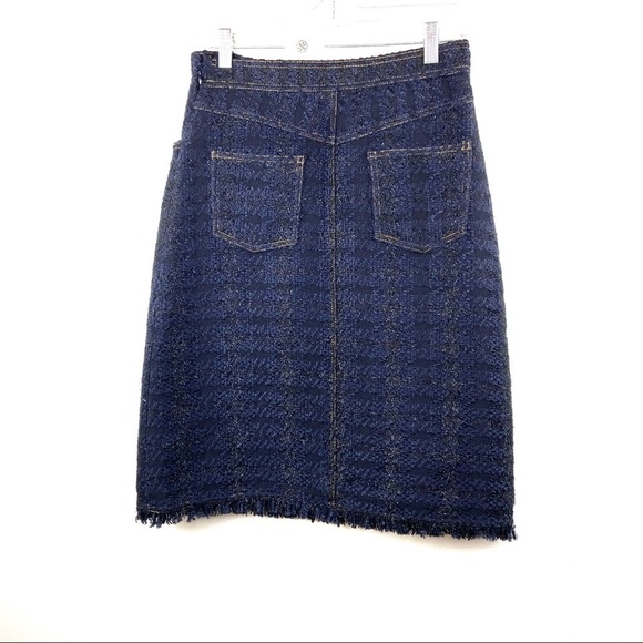 Tory Burch Aria Skirt Black Metallic Check Tweed - Picture 5 of 11